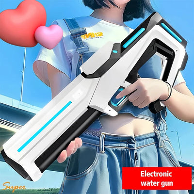 Electric water gun blaster in action