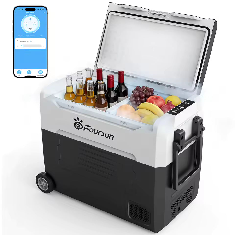 Foursun Portable Compressor Car Fridge Freezer - App Controlled 12V/24V