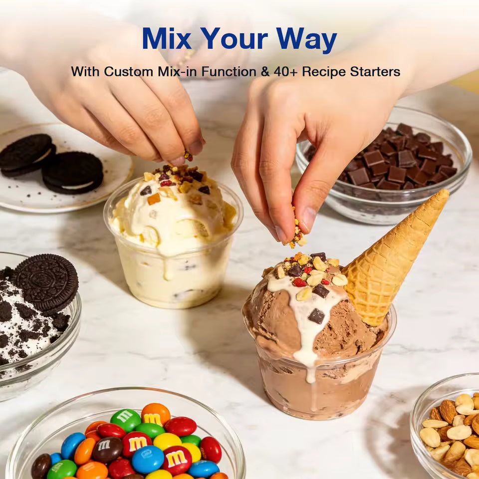Ice cream maker with custom mix-ins