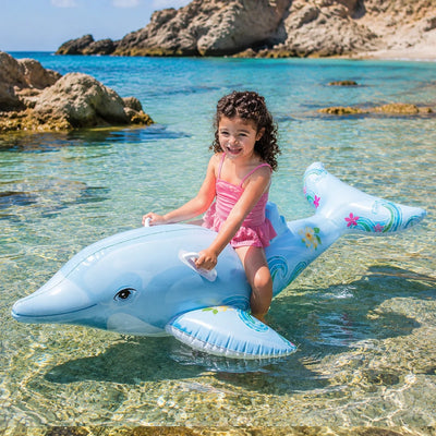 Inflatable Ride-On Marine Animal Pool Float - Shark, Orca & Dolphin Designs with Safety Handles