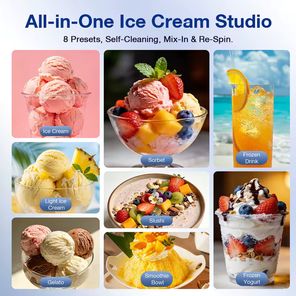 Ice cream maker preset programs infographic