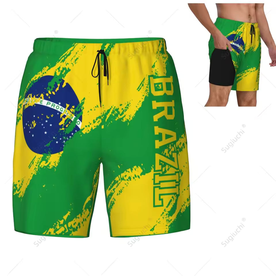 Brazil Flag Swim Trunks - Pattern 1
