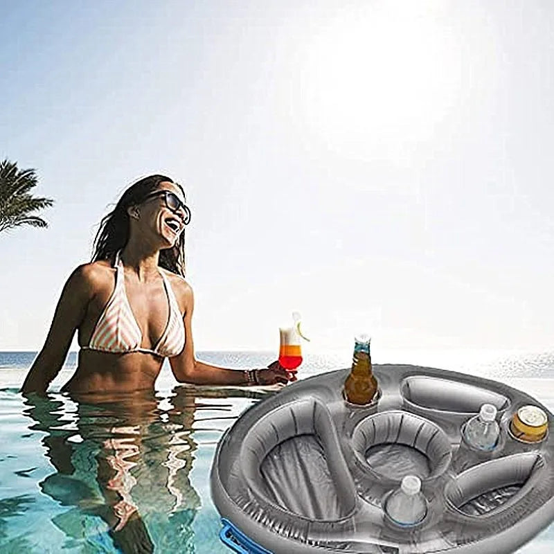Inflatable Floating Drink Tray - Multi-Hole Cup Holder Bar Cooler for Pool Parties