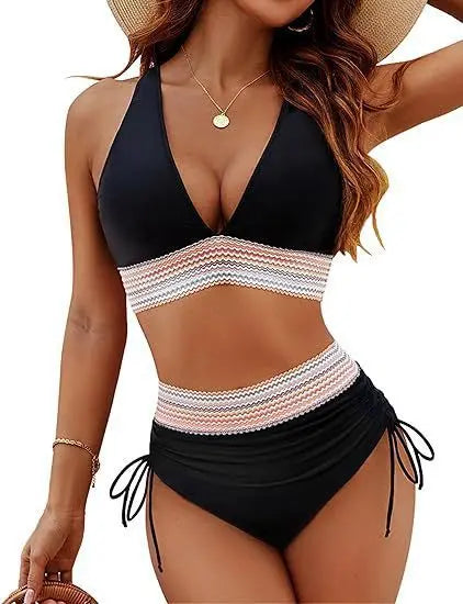 Black textured bikini set