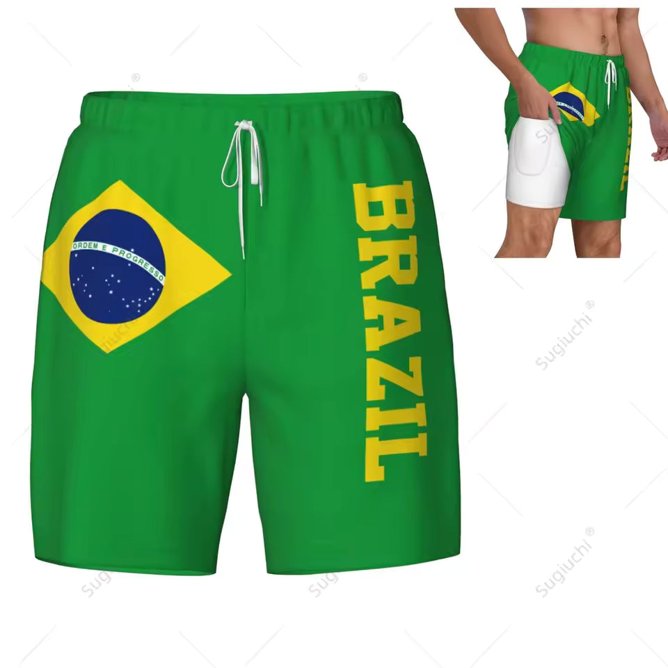 Brazil Flag Swim Trunks - Pattern 4