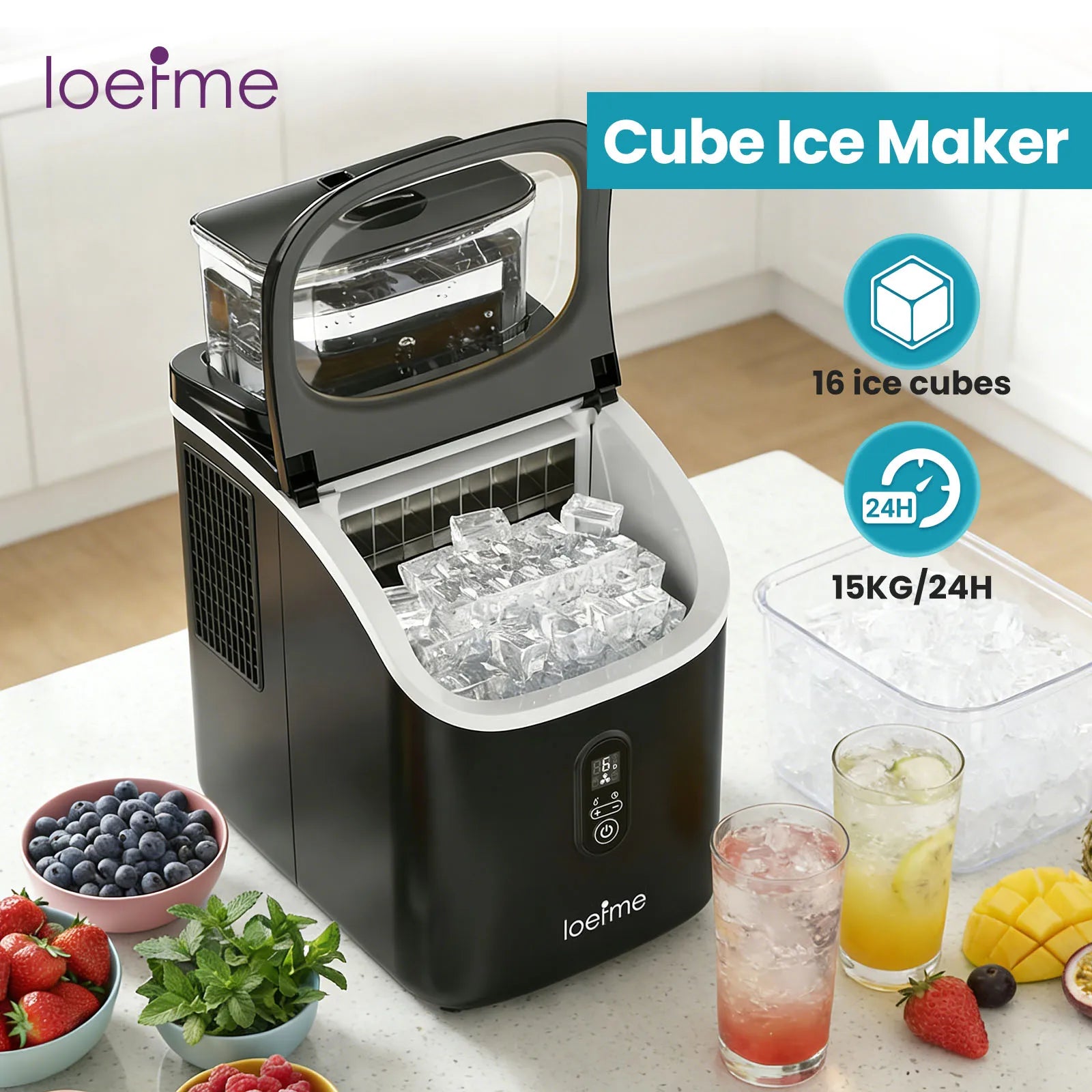 LOEFME portable ice maker 1.5L black