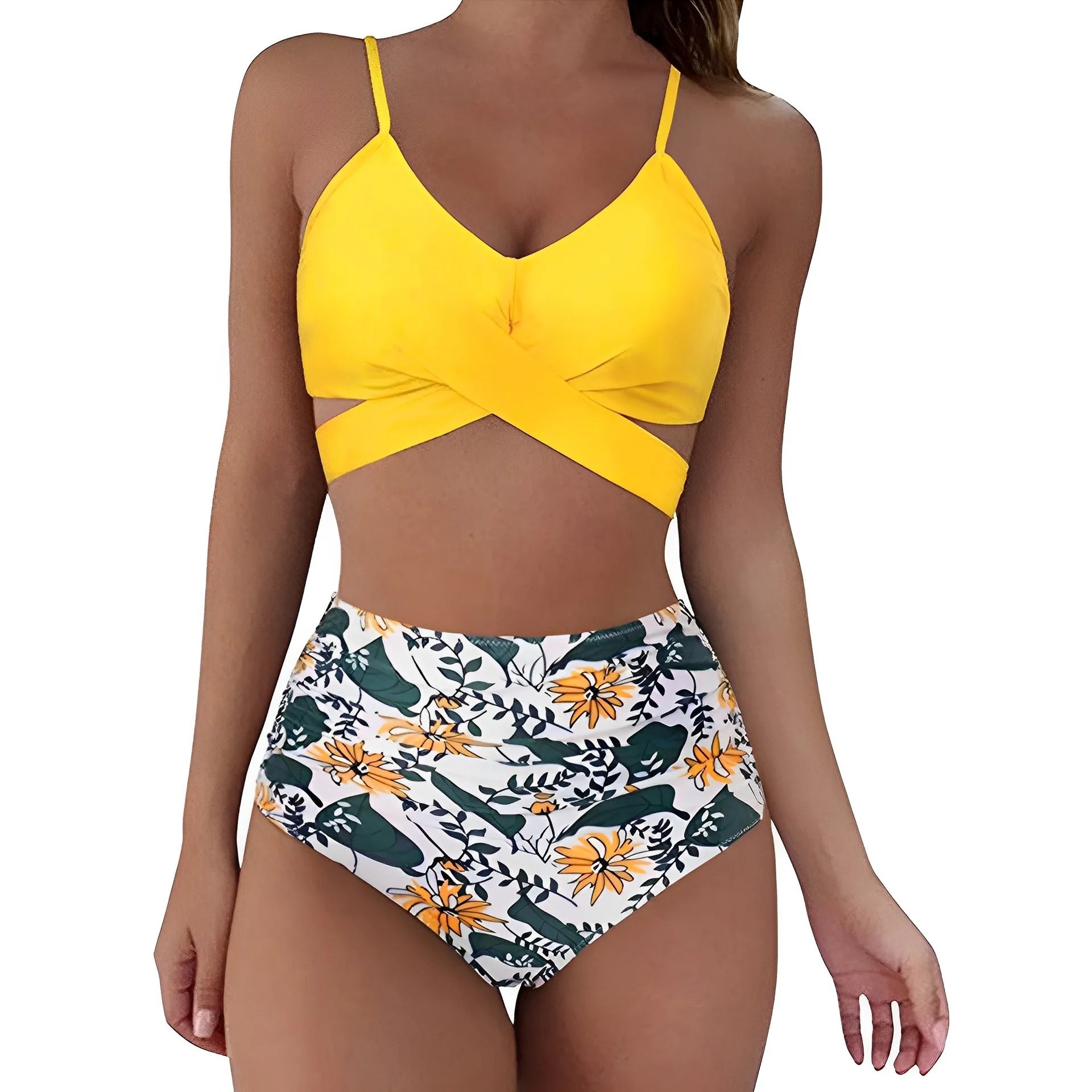 Yellow flower bikini set