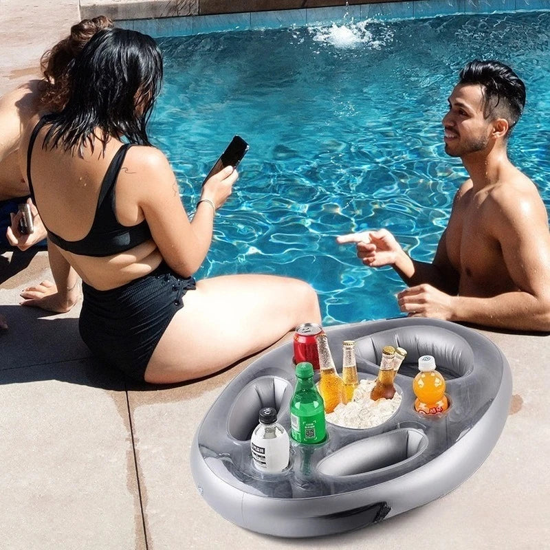 Inflatable Floating Drink Tray - Multi-Hole Cup Holder Bar Cooler for Pool Parties