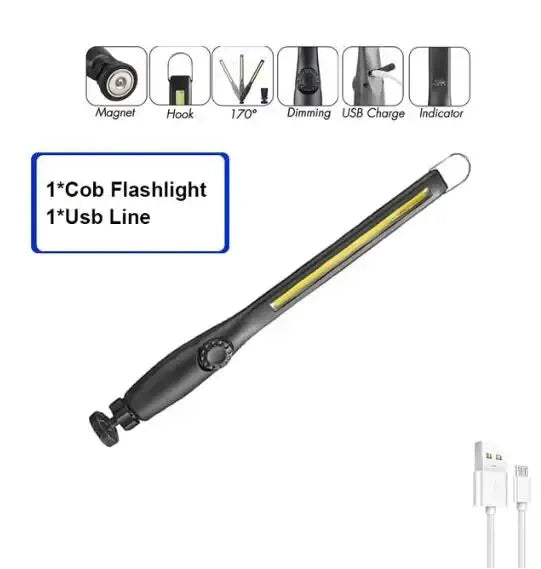 Magnetic Rechargeable COB Work Light & LED Flashlight