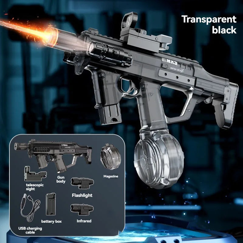 MK3 electric water gun transparent black with accessories