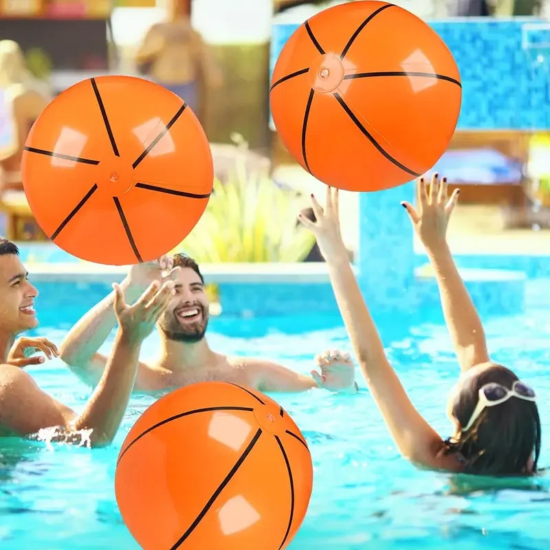 Inflatable basketball style beach ball, orange