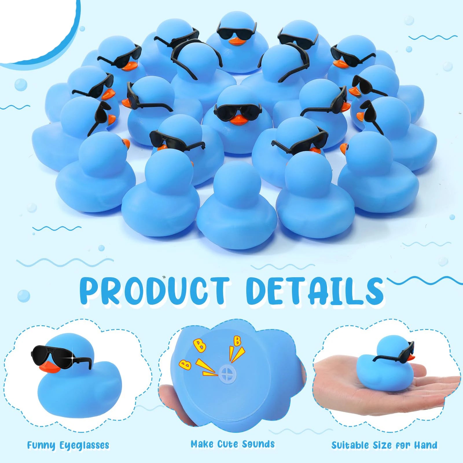 Mini Rubber Ducks with Sunglasses - Bulk Bath Toy Set
