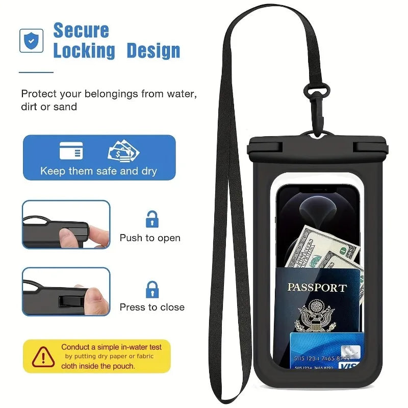 Waterproof phone pouch underwater use