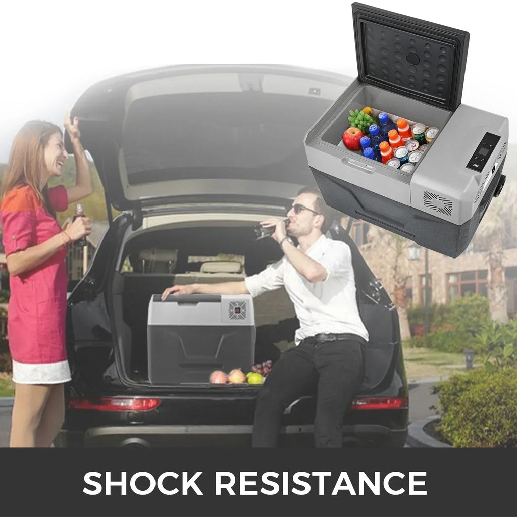 Car fridge in vehicle trunk
