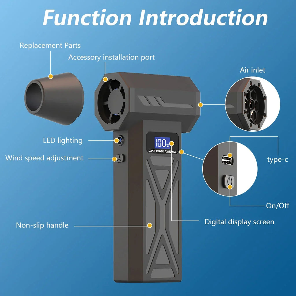 Cordless 110000Rpm Turbo Air Duster with LED & Battery Display