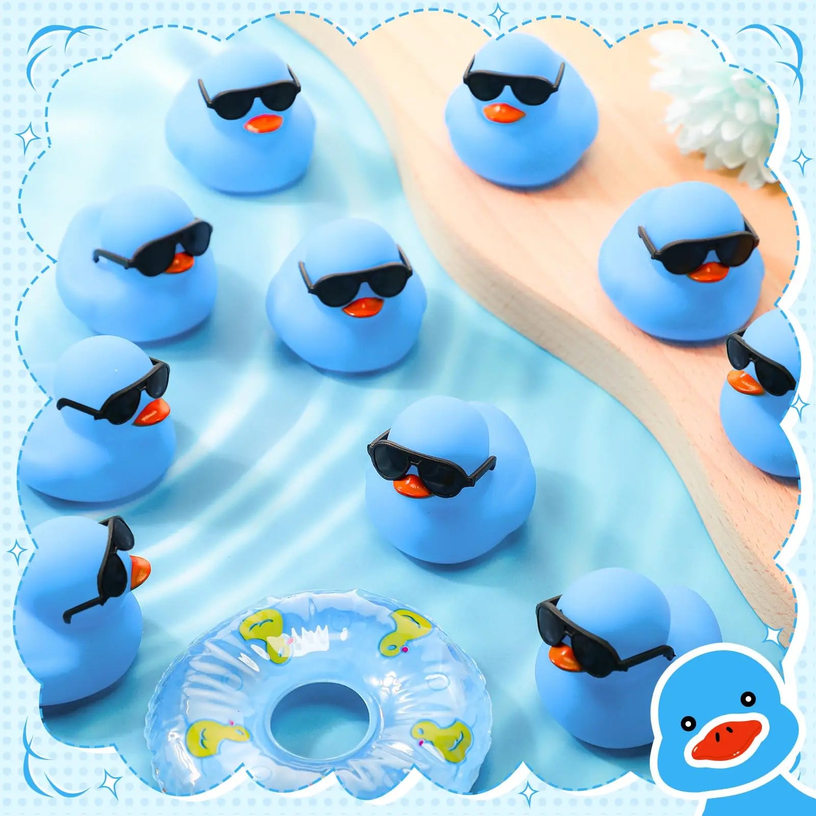 Mini Rubber Ducks with Sunglasses - Bulk Bath Toy Set
