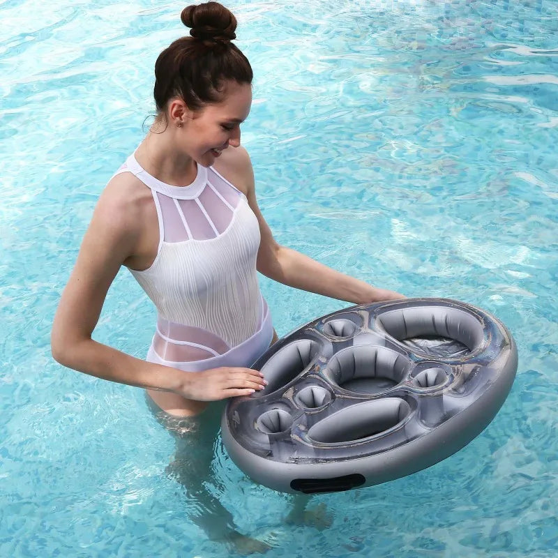Inflatable Floating Drink Tray - Multi-Hole Cup Holder Bar Cooler for Pool Parties