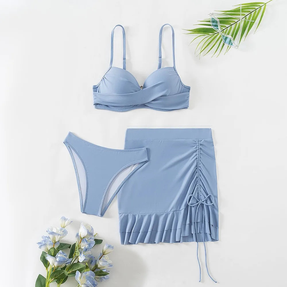 Blue bikini set side view