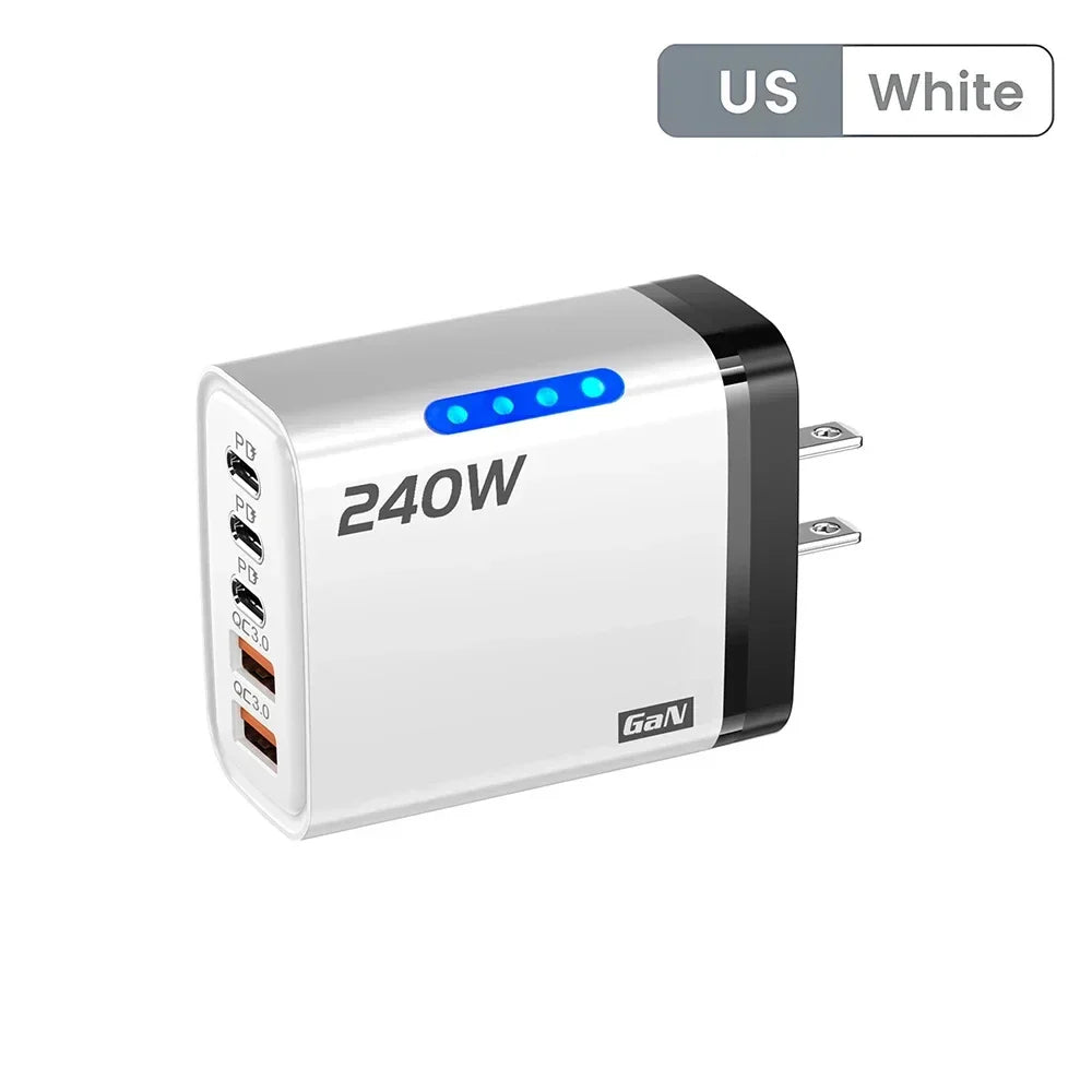 240W 5-in-1 GaN Desktop Charger — USB-C PD & USB