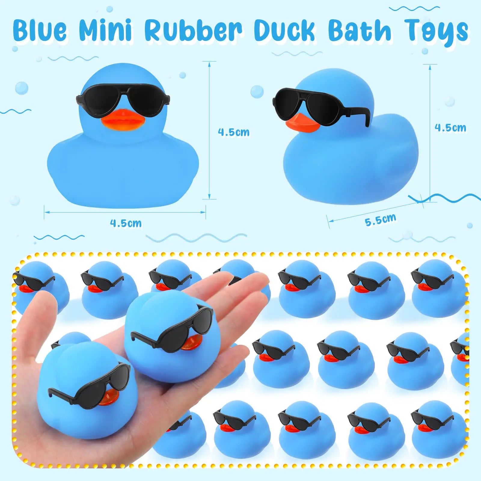 Mini Rubber Ducks with Sunglasses - Bulk Bath Toy Set