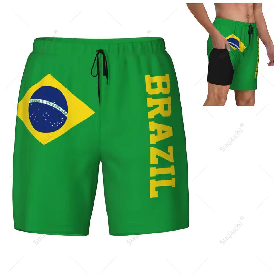 Brazil Flag Swim Trunks - Pattern 3