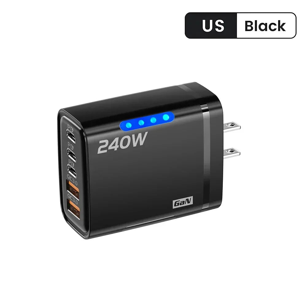 240W 5-in-1 GaN Desktop Charger — USB-C PD & USB