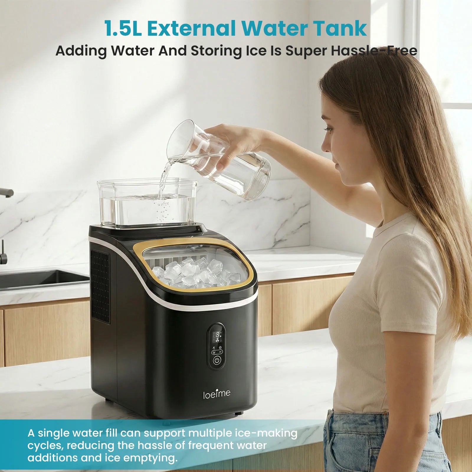 LOEFME ice maker 1.5L lifestyle shot