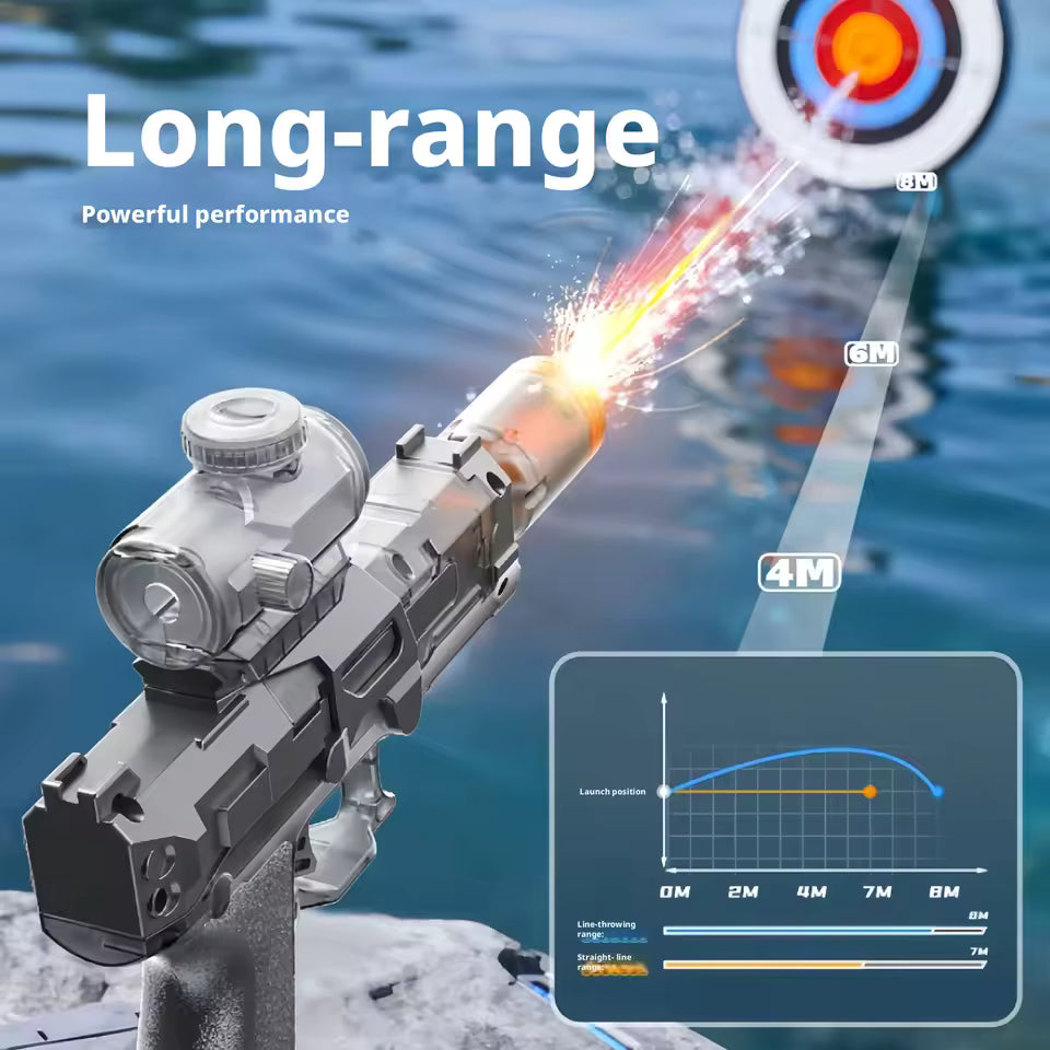 Pistolet à eau électrique — Blaster à eau automatique rechargeable pour enfants et adultes